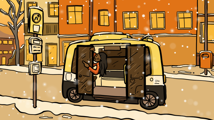Adventskalender: Autonomer Mini-Elektrobus ist unterwegs in Berlin (Quelle: Marcus Behrendt)