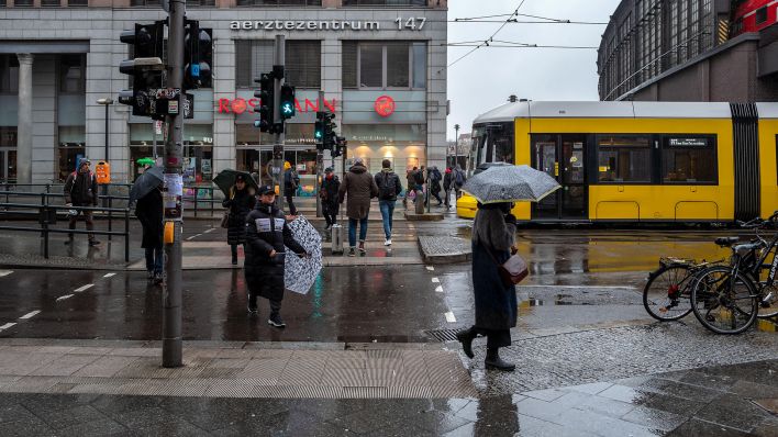 Regenwetter in Berlin am 13.01.2019. (Quelle: dpa/Spremberg)