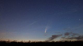 Symbolbild: Ein Komet ist vor Sonnenaufgang zu sehen (Quelle: dpa/Stefan Sauer)