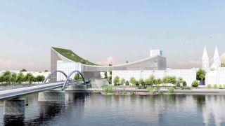 So könnte das Zukunftszentrum an der Frankfurter Oderbrücke aussehen. (Foto: rbb)
