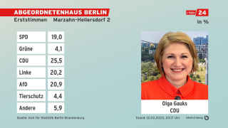 Grafik: Erststimmen, Absolute Zahlen - Endergebnis Marzahn-Hellersdorf 2