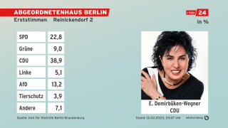 Grafik: Erststimmen, Absolute Zahlen - Endergebnis Reinickendorf 2