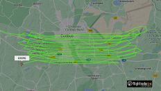 Eingezeichnete Flugroute über Cottbus, Brandenburg. (Quelle: www.flightradar24.com)