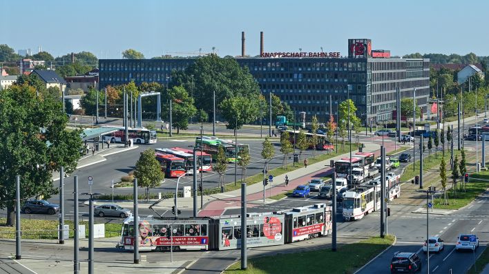 Das Cottbusser Stadtzentrum am Bahnhof (Bild: dpa/Patrick Pleul)