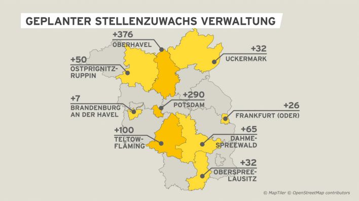 Grafik Stellenzuwachs Verwaltung in Brandenburg.(Quelle:rbb)