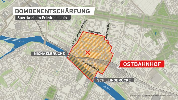 Grafik: Bombenentschärfung in Berlin-Friedrichshain (Quelle: rbb)
