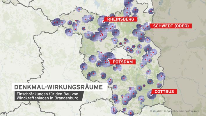 Denkmal-Wirkungsräume: Einschränkungen für den Bau und Windkraftanlagen in Brandenburg (Quelle: rbb)