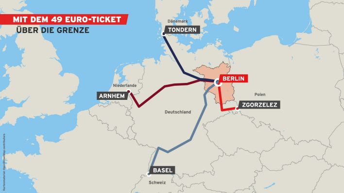 Grafik: Mit dem 49-Euro-Ticket über die Grenze. (Quelle: rbb)