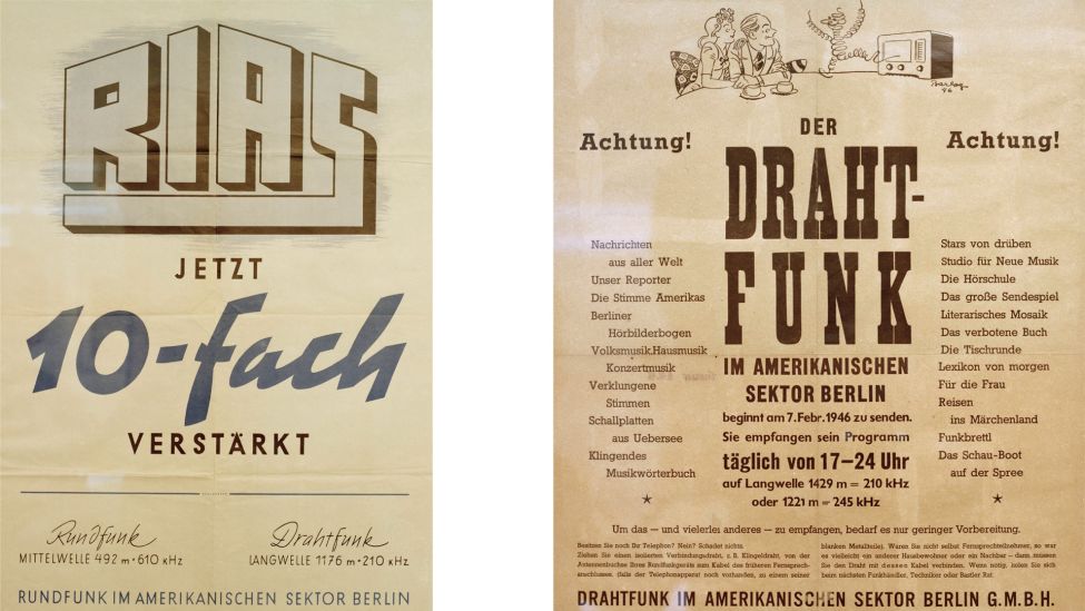 RIAS / Rundfunk im amerikanischen Sektor Plakat 1947 und 1946. (Quelle: dpa/akg-images)