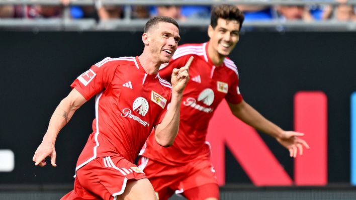 Unions Robin Gosens bejubelt seinen zweiten Treffer in Darmstadt (imago images/Jan Huebner)