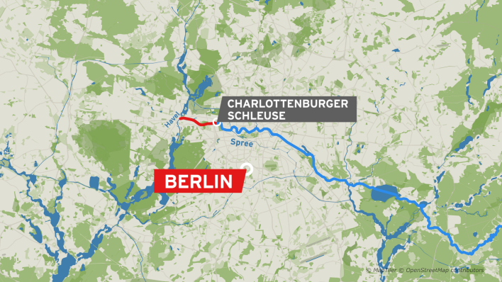 Der Kartenausschnitt zeigt den Spreeverlauf in Berlin von der Charlottenburger Schleuse bis zur Mündung (Quelle: rbb/Iris Bökenheide)