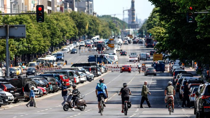 Radfahrer fahren auf dem Kaiserdamm in Berlin (Quelle: dpa/Jochen Eckel)