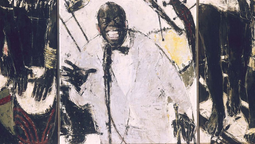 Archivbild:"Ein Koenig in Berlin" (Louis Armstrong in Berlin). - Gemälde, 1965, von Bert Heller (1912- 1970).(Quelle:picture alliance/akg-images)