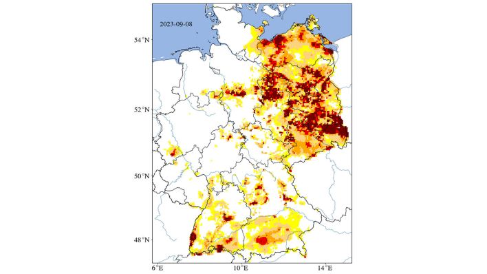Gesamtboden ganz Deutschland (Quelle: UFZ-Dürremonitor/ Helmholtz-Zentrum für Umweltforschung)