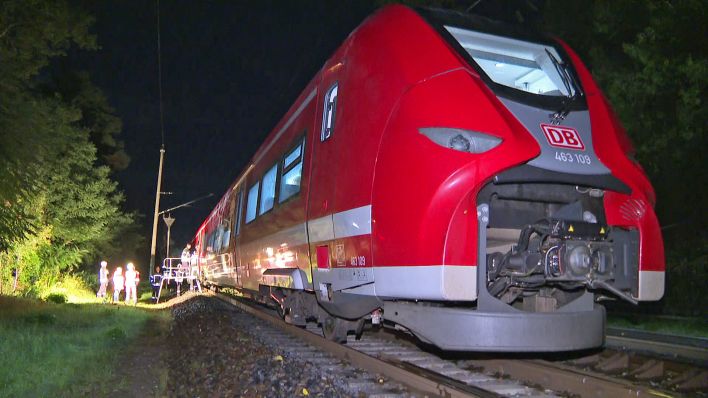 Der beschädigte Zug zwischen Frankfurt (Oder) und Eisenhüttenstadt.(Quelle:NonStopNews)
