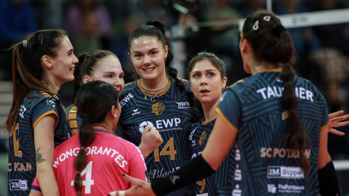 Spielerinnen des SC Potsdam im Huddle (Bild: IMAGO/Newspix)