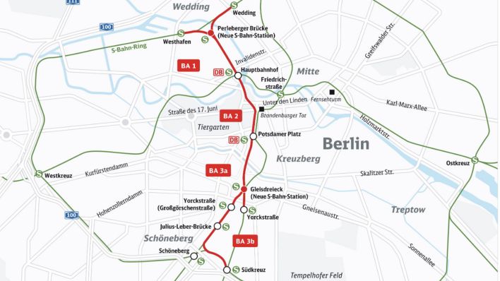 Der geplante Streckenverlauf der S21. (Quelle: Deutsche Bahn)