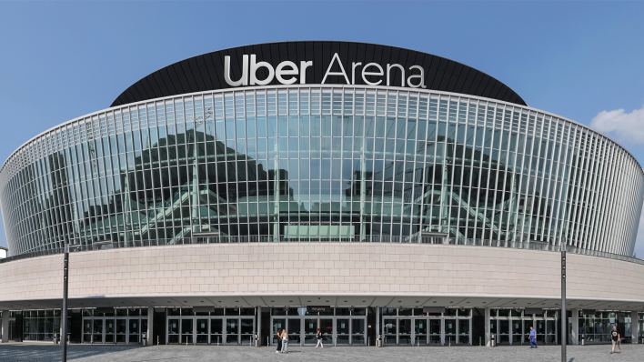 Visualisierung: Die Mercedes-Benz-Arena wird am 22. März 2024 in "Uber Arena" umbenannt. (Quelle: Mercedes-Benz-Arena)