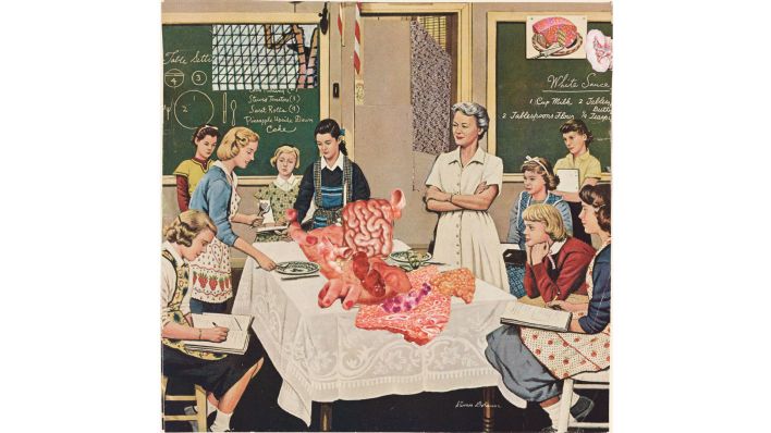 George Grosz, Cookery Class, 1958, Collage, 40,9 x 36,9 cm, George Grosz Estate(Quelle:© Estate of George Grosz, Princeton, N.J./VG Bild-Kunst, Bonn 2023)