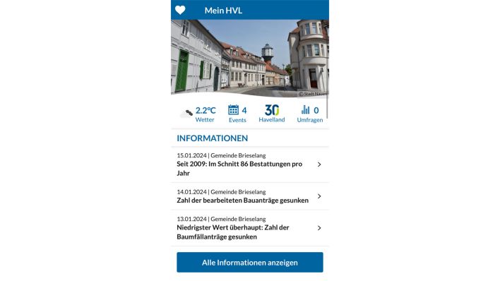 Screenshot: Mein Havelland App. (Quelle: dein-havelland.de/App)