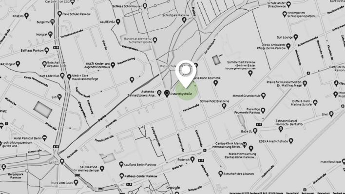 Die landeseigene Wohnungsbaugesellschaft GESOBAU möchte Wohnungen für Geflüchtete in ihrer Siedlung zwischen Ossietzkystraße und Kavalierstraße am Schlosspark Schönhausen in Berlin-Pankow errichten. (Quelle: entwicklungsstadt.de)