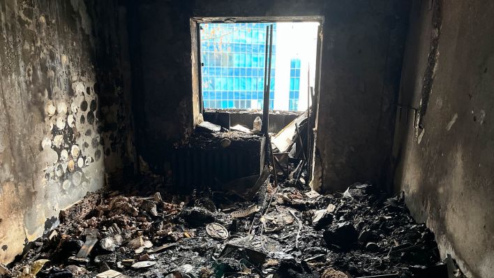 Ausgebrannte Wohnung in Kiew 2024 (Quelle: rbb/Natalija Yefimkina)