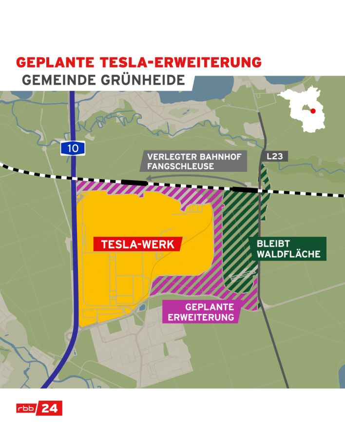 Neuer Bebauungsplan von Tesla in Grünheide (Quelle: rbb)