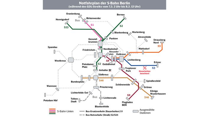 Grafik: Notfahrplan der S-Bahn Berlin. (Quelle: DB/S-Bahn)