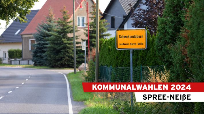 Ortseingangschild der Gemeinde Schenkendöbern im Landkreis Spree-Neiße. (Quelle: dpa/Andreas Franke)
