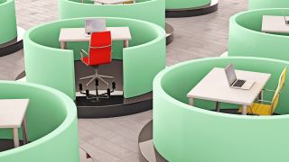 Symbolbild: Moderne Büro-Cubicles, 3D Rendering.(Quelle:picture alliance/Westend61/H.Starke)