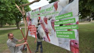 Protest gegen Putenmast Anlage in Reitwein