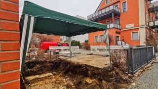 Der Fundort der Weltkriegsbombe in Cottbus (Bild: rbb)