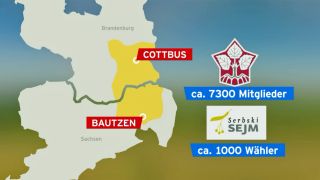Karte: Hier in Brandenburg und Sachsen leben die Sorben und Wenden hauptsächlic (Grafik: rbb)