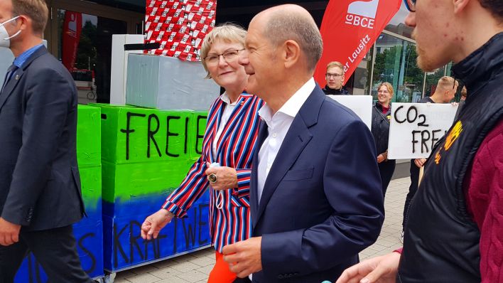 SPD-Kanzlerkandidat Olaf Scholz in Cottbus (Bild: rbb/Wussmann)