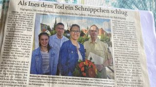 Ein Artikel in einer Bayrischen Zeitung über die Lebensretterin (Foto: rbb/Rausch)