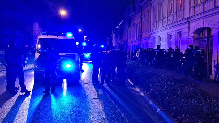 Polizeieinsatz bei Demonstration in Cottbus