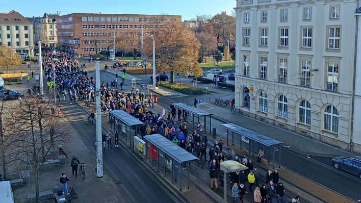 Hunderte Lausitzer Handwerker ziehen in Cottbus und protestieren (Foto: rbb/Schneider)
